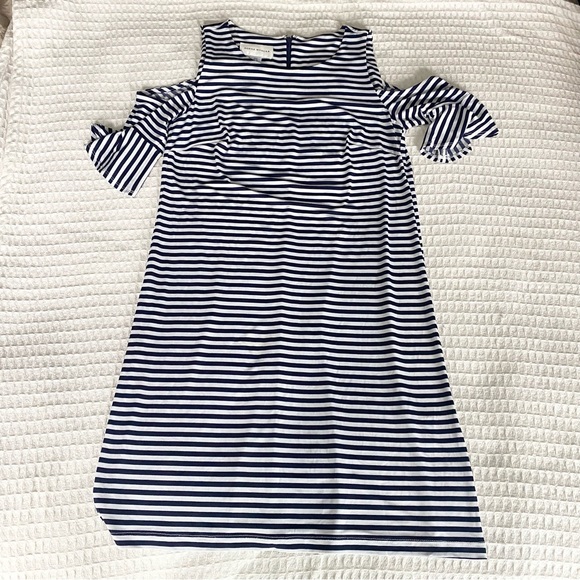 Donna Morgan Navy and White Striped Dress size 6 - Picture 1 of 4